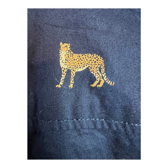 H&M Short Sleeve Shirt Medium Mens Blue 21" Chest Designer Animal Leopard - Picture 6 of 6